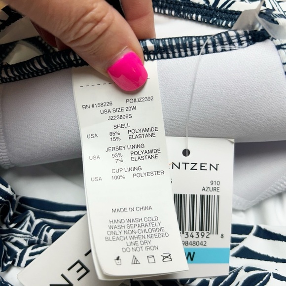 Jantzen Swimsuit Top Navy White Size 20W NWT - Picture 4 of 5